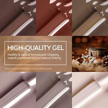 modelones Gel Polish Set - Brown Series Polish Grey Coffee Dark Brown Gel Nail Polish Soak Off Varnish Nail Art Manicure Salon Collection for Beginner DIY at Home 0.24 OZ 6Pcs