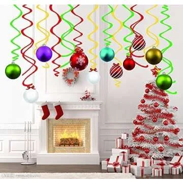 Festive Christmas Ceiling Swirl Decorations for Parties