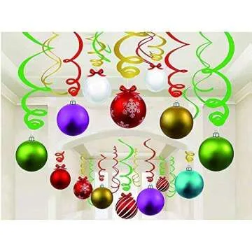Festive Christmas Ceiling Swirl Decorations for Parties