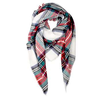 VIVIAN & VINCENT Fall Winter Scarf Classic Tassel Plaid Tartan Scarf for Women Warm Soft Chunky Larg...