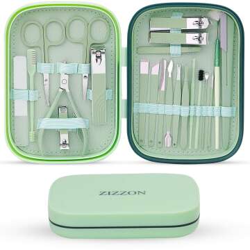 22 in 1 Mint Green Manicure Set - Nail Clippers & Grooming Tools