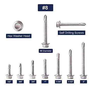 Sheet Metal Screws 100PCS 410 Stainless Steel Hex Washer Head Fast Self Tapping Screws by SG TZH