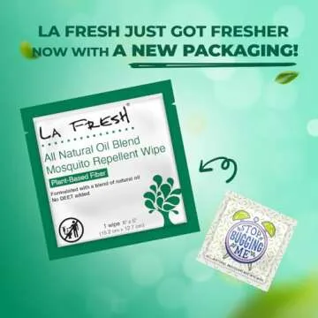 LA Fresh DEET Free Mosquito Repellent Wipes - Long Lasting Bug Repellent Wipes, Travel Insect Repellant - Pack of 50 Natural Insect Repellent Wipes
