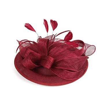 Comott Tea Party Fascinator Derby Hat Sinamay Church Hat for Women Cocktail Party Headband