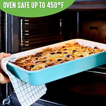GreenLife Bakeware Healthy Ceramic Nonstick, 13" x 9" Rectangular Cake Baking Pan, PFAS-Free, Turquoise
