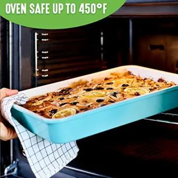 GreenLife Bakeware Healthy Ceramic Nonstick, 13" x 9" Rectangular Cake Baking Pan, PFAS-Free, Turquoise