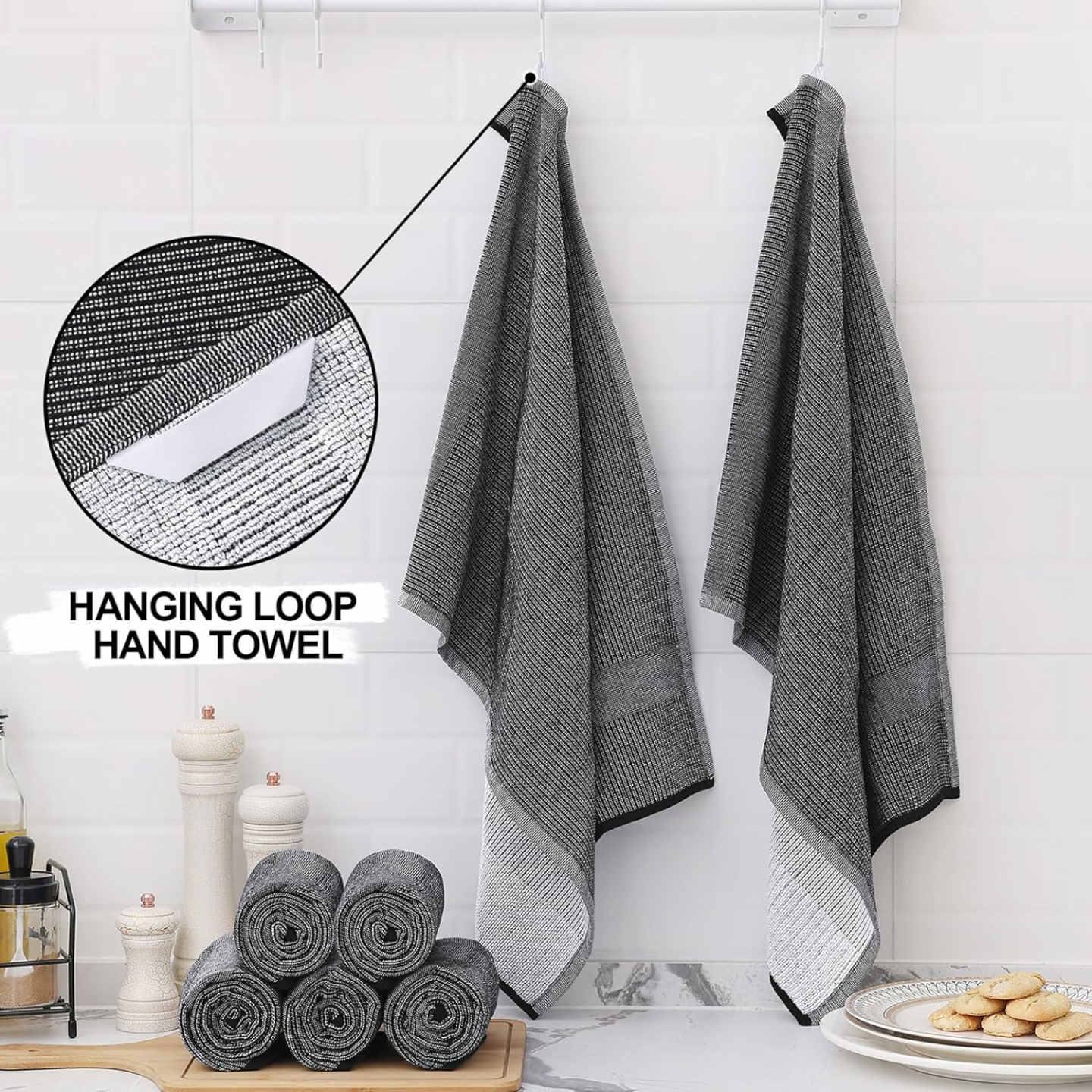Homaxy Premium Cotton Kitchen Towels Set, 6 Pack