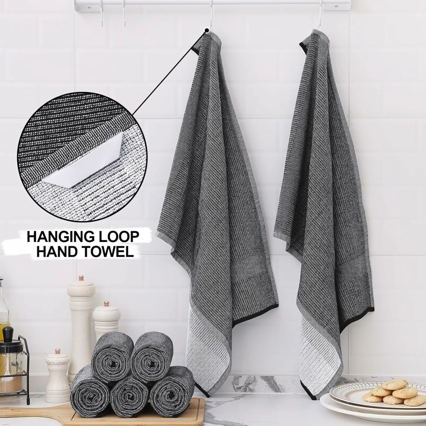 Homaxy Premium Cotton Kitchen Towels Set, 6 Pack