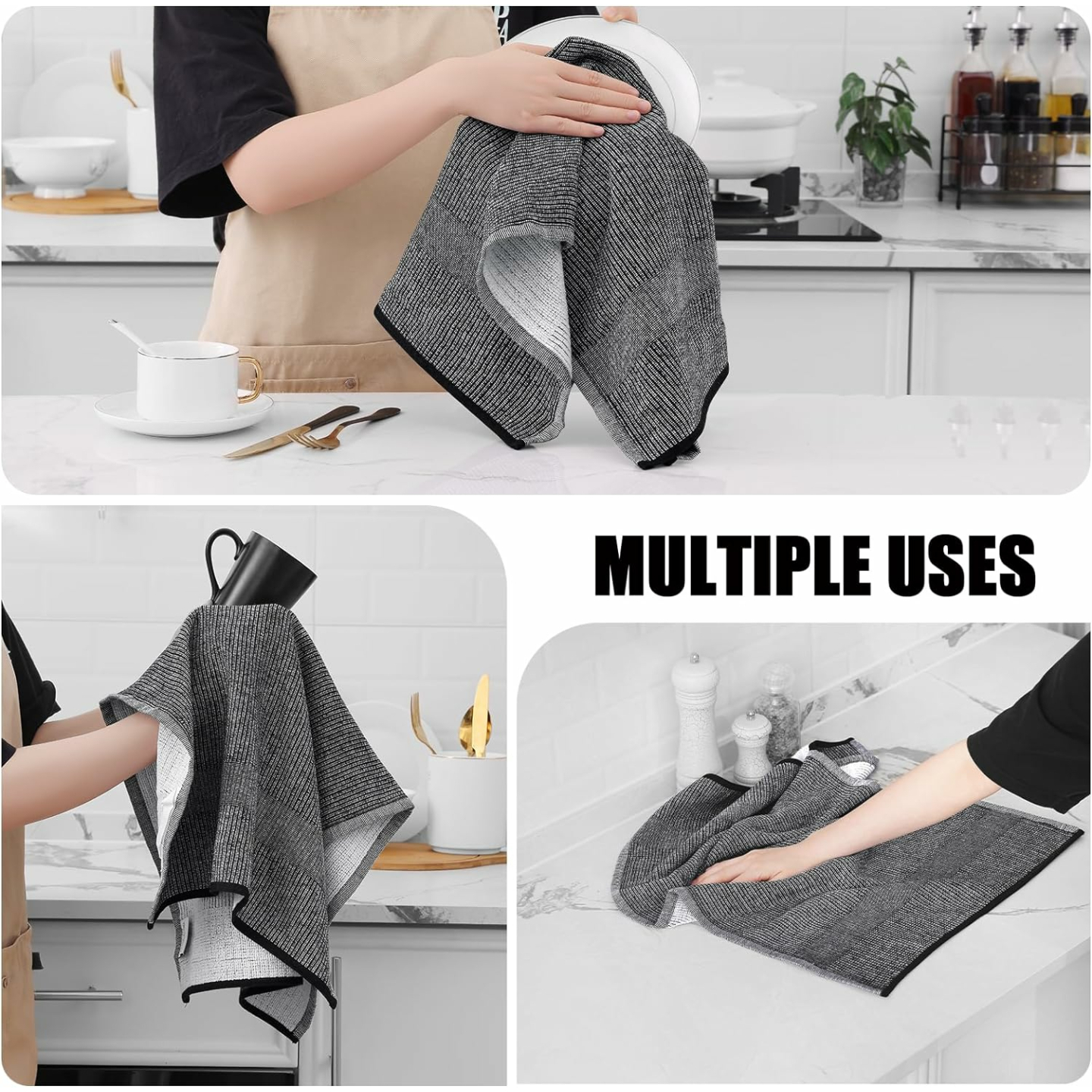 Homaxy Premium Cotton Kitchen Towels Set, 6 Pack