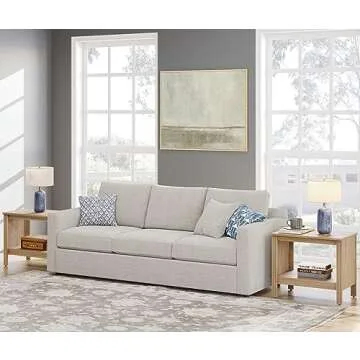 WAMPAT Nightstand Set of 2, Small Square End Tables for Living Room, 2-Tier Kids Bedside Table with Storage and Open Wood Shelf, 20 Inch Modern Side Table for Bedroom,Office,Oak