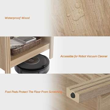 WAMPAT Nightstand Set of 2, Small Square End Tables for Living Room, 2-Tier Kids Bedside Table with Storage and Open Wood Shelf, 20 Inch Modern Side Table for Bedroom,Office,Oak