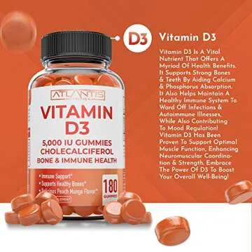 Delicious Peach Mango Vitamin D3 Gummies for Adults - 5000 IU