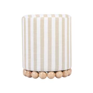 Tov Furniture Dex Beige Striped Linen Ottoman