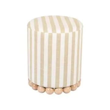 Tov Furniture Dex Beige Striped Linen Ottoman