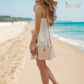 JASGOOD Straw Beach Tote Bag: Stylish Woven Crossbody Handbag for Summer