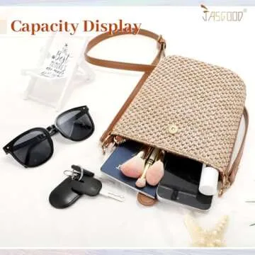 Fashionable JASGOOD Straw Beach Tote Bag for Summer Style