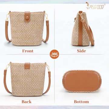 Fashionable JASGOOD Straw Beach Tote Bag for Summer Style
