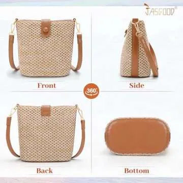 Fashionable JASGOOD Straw Beach Tote Bag for Summer Style