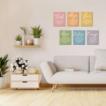 CHDITB Faith Hope Love Bible Verse Wall Art - 6 Inspirational Prints