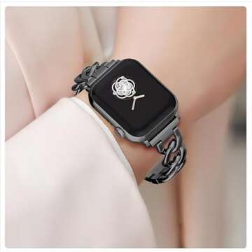 Kolgios 38/40/41mm 42/44/45/46mm Cool Women Chain Smartwatch Bands Compatible for Apple Watch Bands Series 10/9/8/7/6/SE/5/4 Stylish Replacement Watch Strap for Iwatch 10/9/8 Bracelet Gift To Her