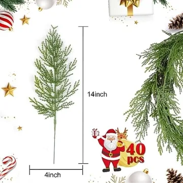 Hananona 40 Pcs Artificial Pine Sprigs for Holiday Decor