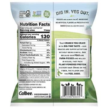 Harvest Snaps Veggie Chips (Lightly Salted Snack Crisps) | Powered by Plant Protein, Gluten Free, No...