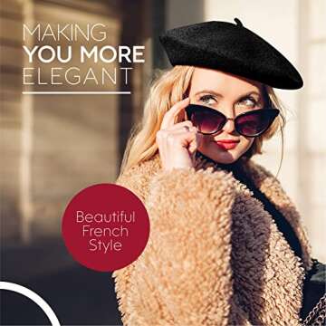 Women's Wool Black French Beret – Stylish, Chic & Cozy Parisian Unisex Hat for All Seasons