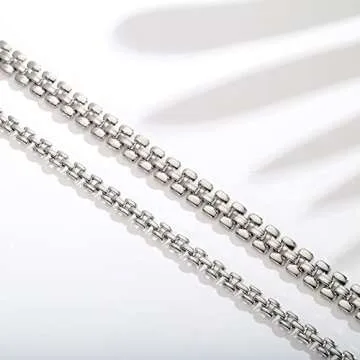 CLASSYZINT Gold Chunky Choker Necklace Large Wide Chain Short Chokers For Women (Watch strap chain choker silver)