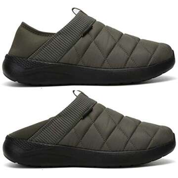 KUBUA Slippers for Men and Womens Indoor House Shoes Plush Slip on Outdoor Garden Loafers Army Green 8 Women / 6.5 Men