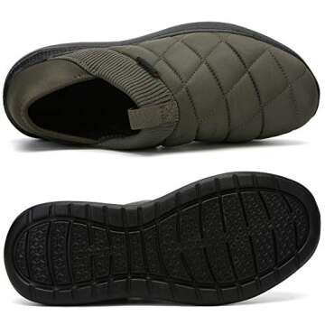 KUBUA Slippers for Men and Womens Indoor House Shoes Plush Slip on Outdoor Garden Loafers Army Green 8 Women / 6.5 Men