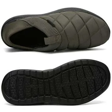 KUBUA Slippers for Men and Womens Indoor House Shoes Plush Slip on Outdoor Garden Loafers Army Green 8 Women / 6.5 Men