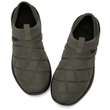 KUBUA Slippers for Men and Womens Indoor House Shoes Plush Slip on Outdoor Garden Loafers Army Green 8 Women / 6.5 Men