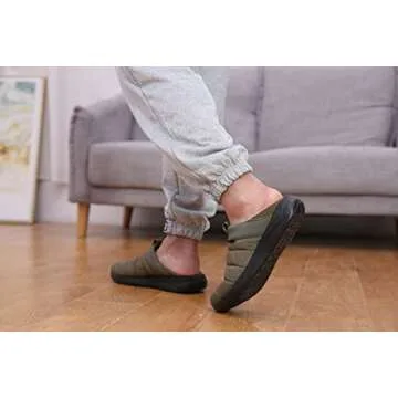 KUBUA Slippers for Men and Womens Indoor House Shoes Plush Slip on Outdoor Garden Loafers Army Green 8 Women / 6.5 Men
