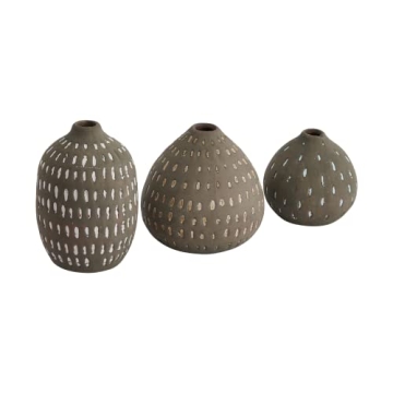 Hand Painted Brown Decorative Vases Set of 3 Stylish Pieces