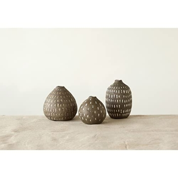Hand Painted Brown Decorative Vases Set of 3 Stylish Pieces