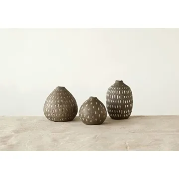 Hand Painted Brown Decorative Vases Set of 3 Stylish Pieces