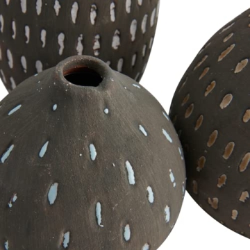 Hand Painted Brown Decorative Vases Set of 3 Stylish Pieces