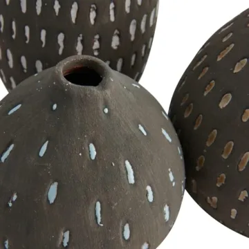 Hand Painted Brown Decorative Vases Set of 3 Stylish Pieces