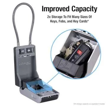 Master Lock Large Key Lock Box with Code, Key Safe for Property Managers Serving Tenants and Guests, Combination Dial Lock Box with Removable Cable for Indoor or Outdoor Use, 5482EC