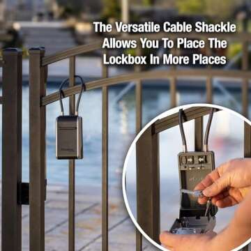 Master Lock Large Key Lock Box with Code, Key Safe for Property Managers Serving Tenants and Guests, Combination Dial Lock Box with Removable Cable for Indoor or Outdoor Use, 5482EC