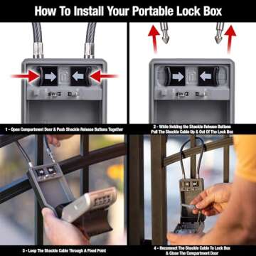 Master Lock Large Key Lock Box with Code, Key Safe for Property Managers Serving Tenants and Guests, Combination Dial Lock Box with Removable Cable for Indoor or Outdoor Use, 5482EC