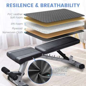 SPORTSOUL Adjustable Weight Bench Heavy Duty Fitness Bench For Weight Training, Home Gym Bench, Weig...