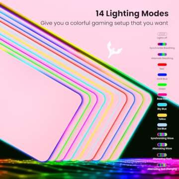 BladeHawks Extra Large RGB Gaming Mouse Pad - 14 Light Modes, Extended Soft LED Mousepad, Anti-Slip ...