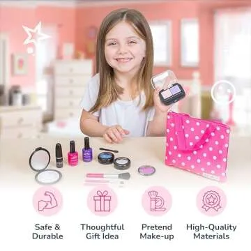 Wonder Products PixieCrush Pretend Makeup Kit for Toddlers - Deluxe 16 Piece Set - Kids Makeup Kit - Realistic Pretend Play Makeup for Little Girls - Ideal for Toddlers' Creative Fun - Pink Carry Bag