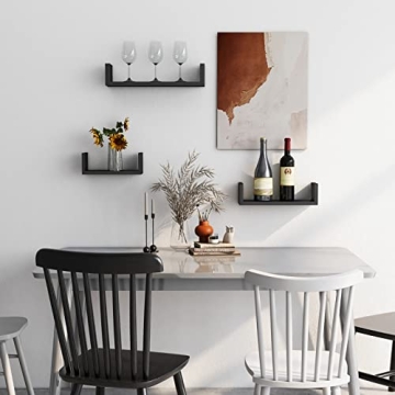 AMADA Black U-Shaped Floating Shelves Stylish Wall Storage