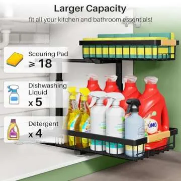 2 Tier Pull Out Kitchen Organizer for Under Sink Storage