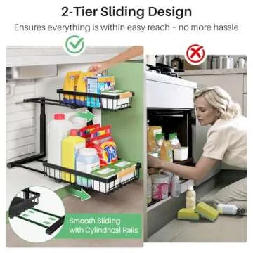 2 Tier Pull Out Kitchen Organizer for Under Sink Storage