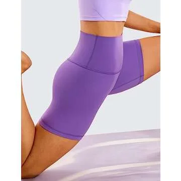 CRZ YOGA Womens ButterLuxe Biker Shorts 6 Inches - High Waisted Workout Running Volleyball Spandex Yoga Royal Lilac Medium