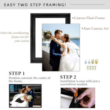 Floater Frame for Finished Canvas 1.25" Depth Custom Floater Frame Kit for Stretched Canvas Picture Oil Paintings Artwork Canvas Floating Frame Wall Art Decor Finished Canvas 8"x10"
