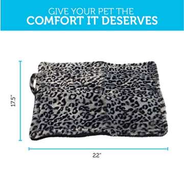 Paws & Pals Thermal Cat Self Warming Bed 20" x 17.5" - Mat for Pets Dog Kittens Puppy - Grey White Black Leopard Print
